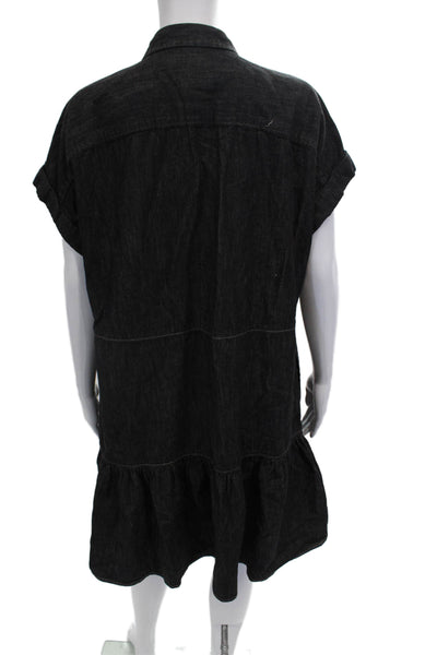 Lauren Ralph Lauren Women Shirt Dress Dark Gray Cotton Short Sleeve 90s Size 10