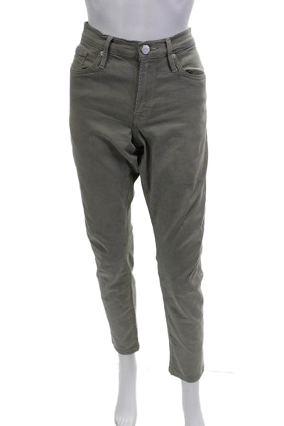 Frame Womens Cotton Zip Button Lined Straight Leg Pants Green Size EUR 32