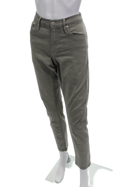 Frame Womens Cotton Zip Button Lined Straight Leg Pants Green Size EUR 32