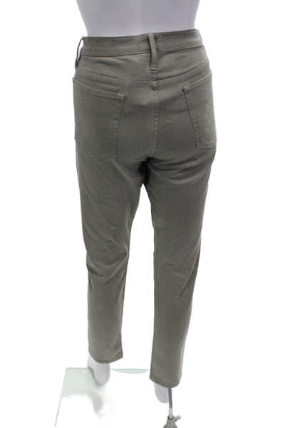 Frame Womens Cotton Zip Button Lined Straight Leg Pants Green Size EUR 32