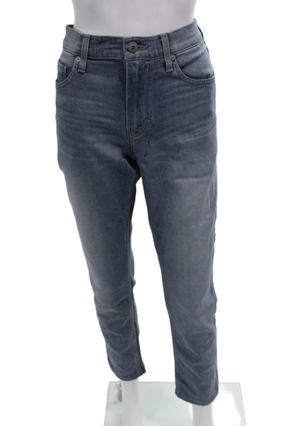 Paige Unisex Cropped Ankle Jeans Blue Mid Rise Button Size 32