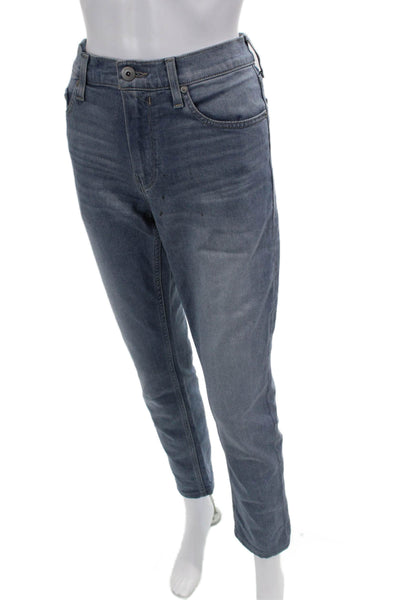 Paige Unisex Cropped Ankle Jeans Blue Mid Rise Button Size 32