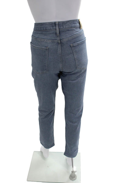 Paige Unisex Cropped Ankle Jeans Blue Mid Rise Button Size 32