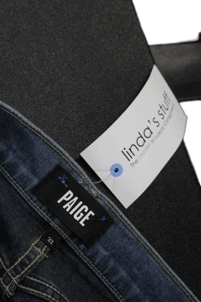 Paige Unisex Cropped Ankle Jeans Blue Mid Rise Button Size 32