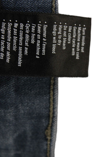 Paige Unisex Cropped Ankle Jeans Blue Mid Rise Button Size 32