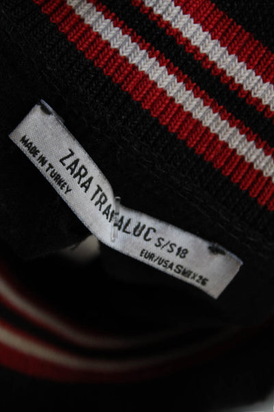 Zara Trafaluc Women Ringer Mock Neck Black Graphic Quote Long Sleeve Top Size M
