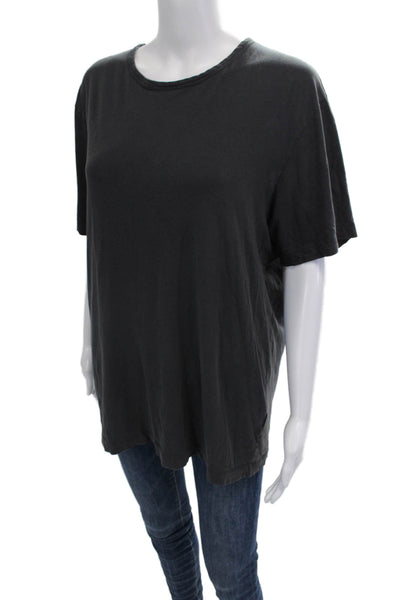 Theory Womens Jersey Basic T-Shirt Dark Gray Crew Neck Short Sleeve Size M