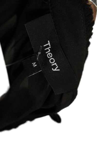 Theory Women Black 100% Silk Long Sleeve Classic Blouse Size M