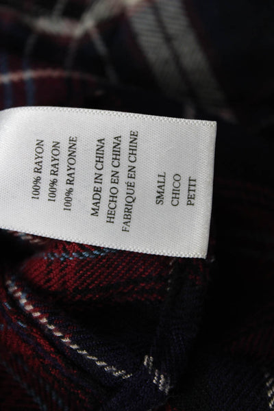 Rails Womens Collared Plaid Button-Up Rayon Long Sleeve Dark Blue Petite Size S
