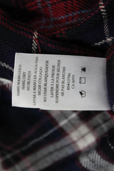 Rails Womens Collared Plaid Button-Up Rayon Long Sleeve Dark Blue Petite Size S