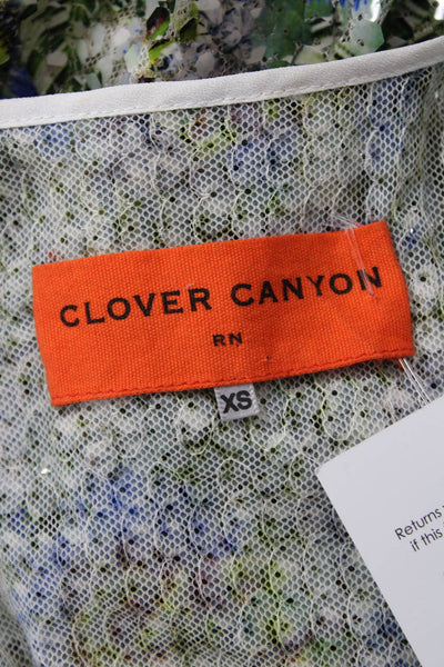Clover Canyon Women Blue Floral Camisole Round Neck Sleeveless Size XS