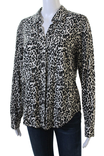 Pistola Womens Beige Animal Print Button-Up Rayon Collared Blouse Size XS