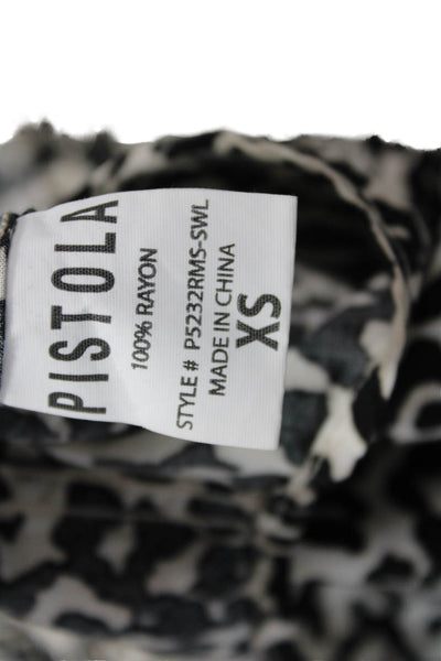 Pistola Womens Beige Animal Print Button-Up Rayon Collared Blouse Size XS