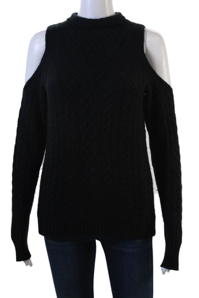 Aqua Women's Mock Neck Long Sleeves Cashmere Pullover Sweater Black Size S