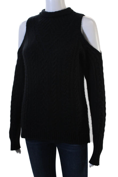 Aqua Women's Mock Neck Long Sleeves Cashmere Pullover Sweater Black Size S