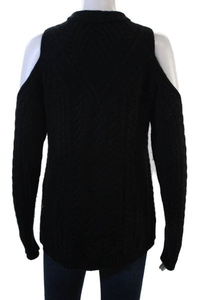 Aqua Women's Mock Neck Long Sleeves Cashmere Pullover Sweater Black Size S