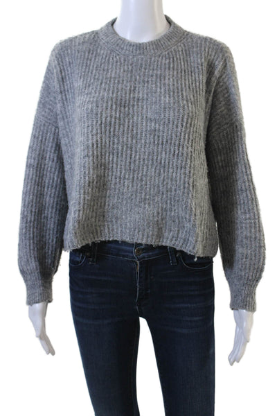 NIA Women's Long Sleeves Round Neck Pullover Sweater Gray Size XS