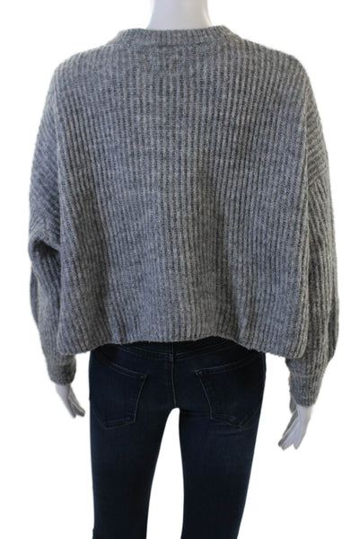 NIA Women's Long Sleeves Round Neck Pullover Sweater Gray Size XS