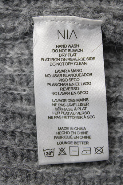 NIA Women's Long Sleeves Round Neck Pullover Sweater Gray Size XS