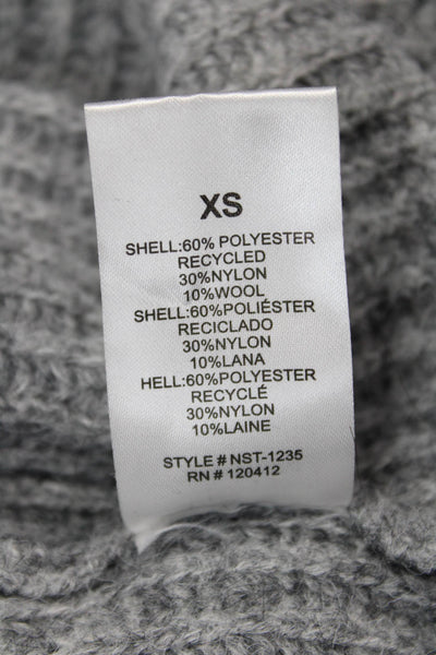 NIA Women's Long Sleeves Round Neck Pullover Sweater Gray Size XS