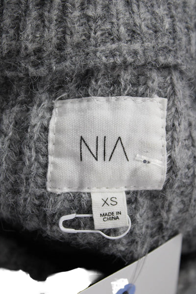 NIA Women's Long Sleeves Round Neck Pullover Sweater Gray Size XS