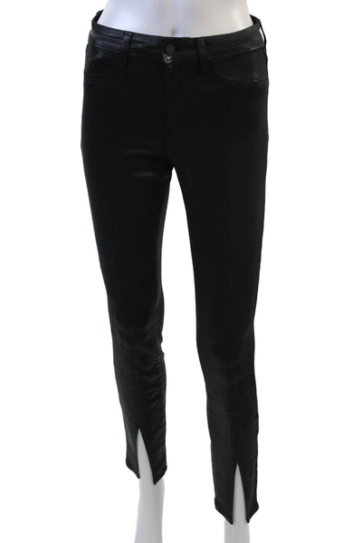 L Agence Womens Cotton Zip Button Slim Leg Pants Black Size EUR 25