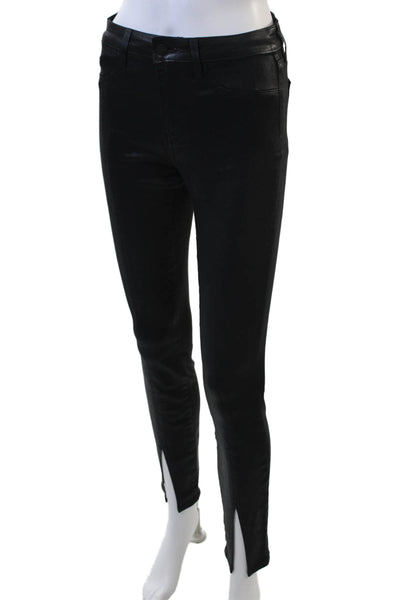 L Agence Womens Cotton Zip Button Slim Leg Pants Black Size EUR 25