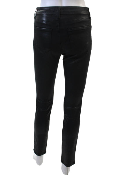 L Agence Womens Cotton Zip Button Slim Leg Pants Black Size EUR 25