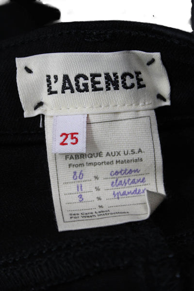 L Agence Womens Cotton Zip Button Slim Leg Pants Black Size EUR 25