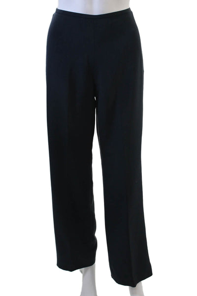 Nina Mclemore Womens Solid Flared Pants Trousers Navy Size 6