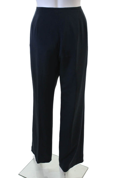 Nina Mclemore Womens Solid Flared Pants Trousers Navy Size 6