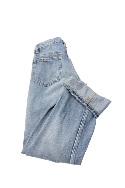 Zara Women High Rise Boyfriend Mom Jeans Light Blue Size 0