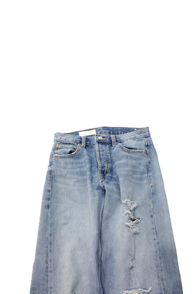 Zara Women High Rise Boyfriend Mom Jeans Light Blue Size 0
