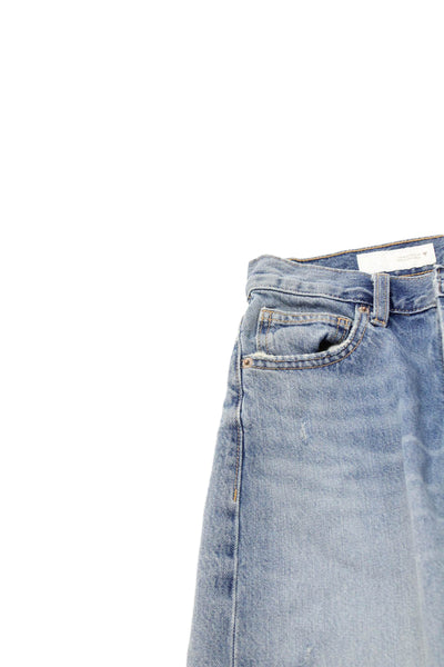 Zara Women High Rise Boyfriend Mom Jeans Light Blue Size 0