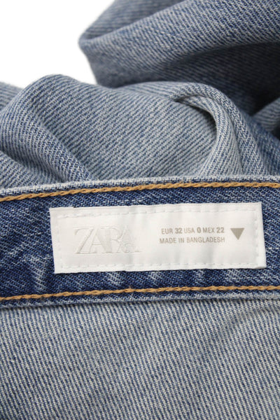 Zara Women High Rise Boyfriend Mom Jeans Light Blue Size 0