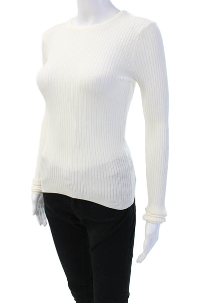 Dynamite Womens Long Sleeve Crew Neck Ribbed Knit Sweatshirt White Size XS
