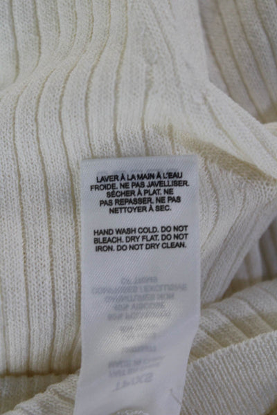 Dynamite Womens Long Sleeve Crew Neck Ribbed Knit Sweatshirt White Size XS