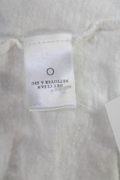 ALC Women Cropped 100% Linen Crew Neck Long Sleeve T-Shirt Size XS