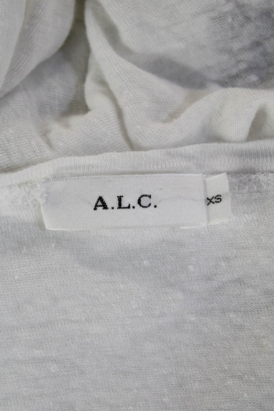 ALC Women Cropped 100% Linen Crew Neck Long Sleeve T-Shirt Size XS
