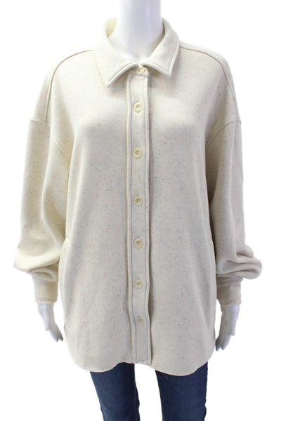 Something Navy Womens Collar Buttoned Long Sleeve Jacket Cream Multi Size S