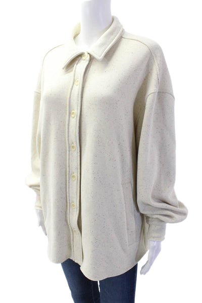 Something Navy Womens Collar Buttoned Long Sleeve Jacket Cream Multi Size S