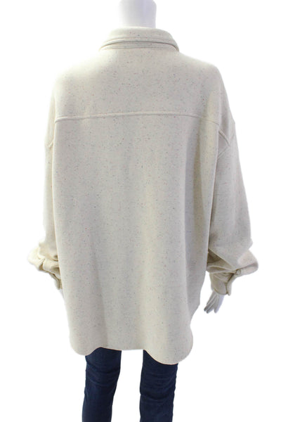 Something Navy Womens Collar Buttoned Long Sleeve Jacket Cream Multi Size S