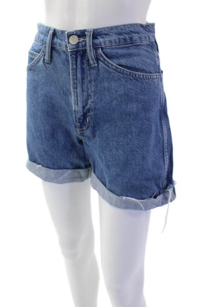 Frame Womens Zipper Fly High Rise Cuffed Denim Short Shorts Blue Size 24