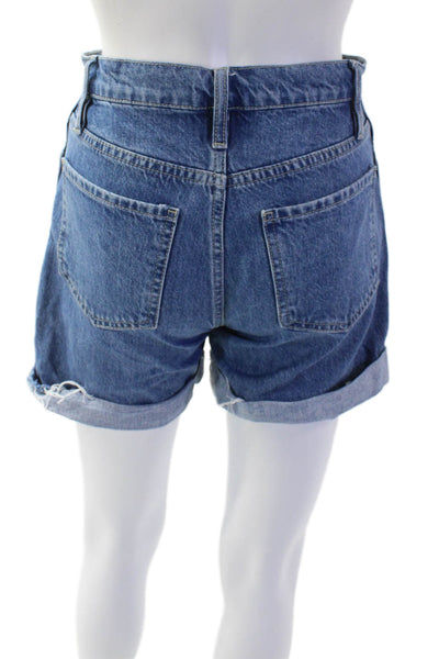 Frame Womens Zipper Fly High Rise Cuffed Denim Short Shorts Blue Size 24