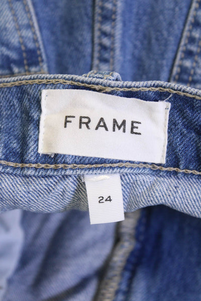 Frame Womens Zipper Fly High Rise Cuffed Denim Short Shorts Blue Size 24