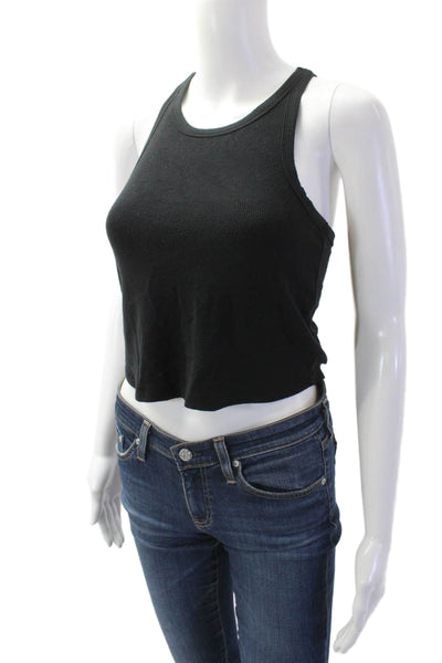 Spiritual Gangster Women Cropped Tank Black High Neck Sleeveless Size M