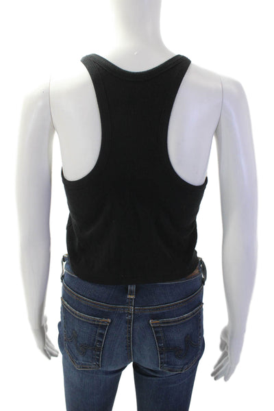 Spiritual Gangster Women Cropped Tank Black High Neck Sleeveless Size M