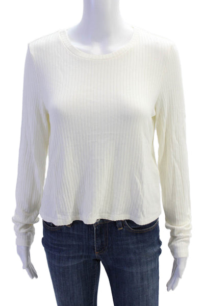 Reformation Women Striped Crew Neck Long Sleeve T-Shirt White Size S