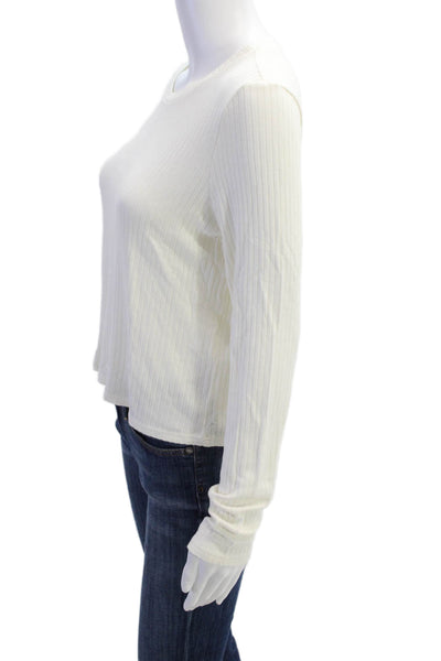 Reformation Women Striped Crew Neck Long Sleeve T-Shirt White Size S