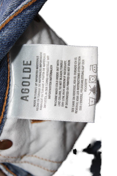 Agolde Womens Cropped Mom Jeans Dark Blue Button Size 25